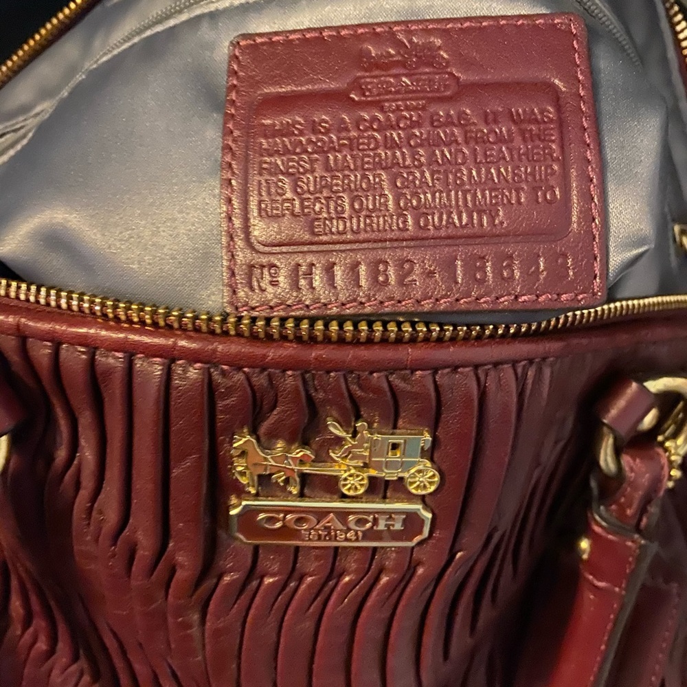 Coach Madison Gathered Lindsey Leather Satchel